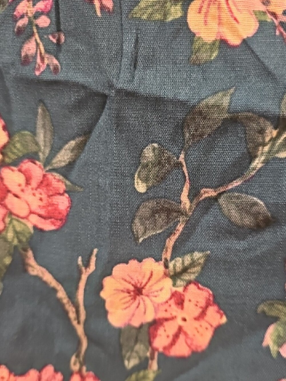 Women's Teal Floral Tie-Neck Blouse - Picture 3 of 7